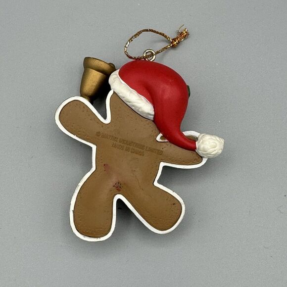 Vtg Matrix Industries Limited Gingerbread Boy Christmas Ornament Santa Hat Bell - Picture 2 of 6